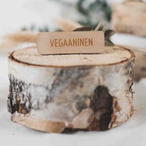 Koivuinen ruokavaliokyltti vegaaninen.